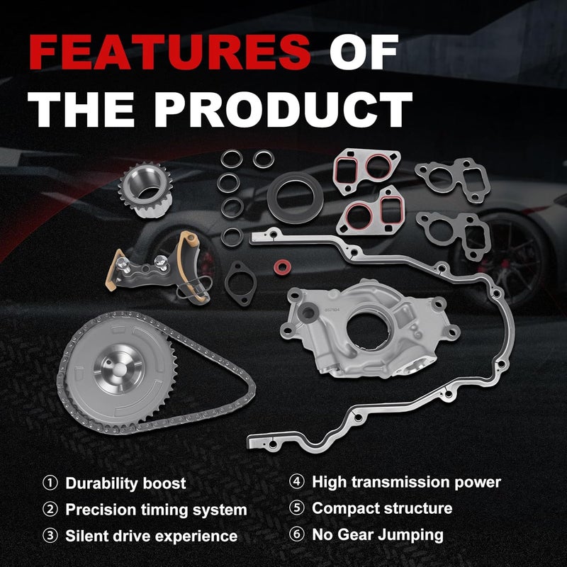 Autodevil Store Timing Chain Kit 6.2L 6.0L 5.3L 4.8L Fit for Impala Corvette Camaro Avalanche Tahoe Silverado 2007-2013 for Envoy Sierra-1500 2500 HD for G8 9-7x H3 Lacrosse Cts 07-11 Engine Time Water Pump - Image 5